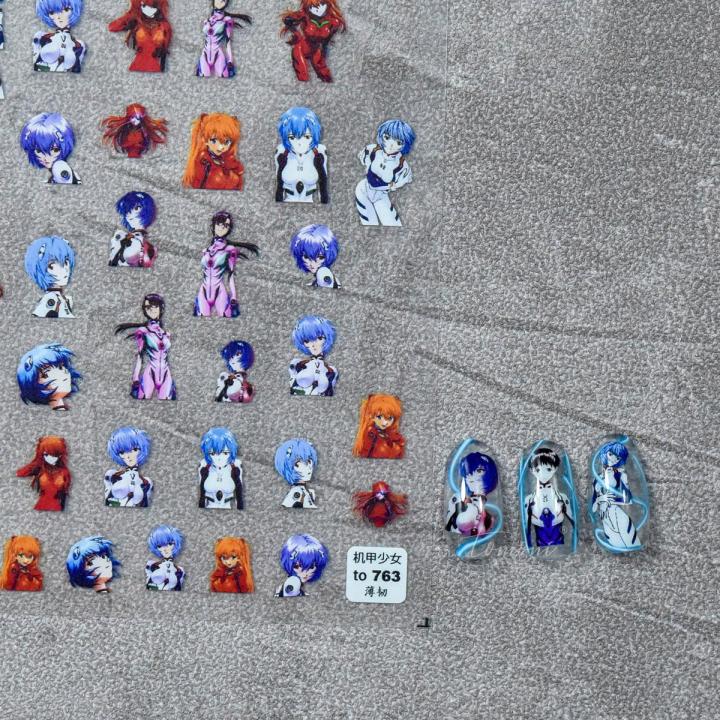 Neon Genesis Evangelion Eva Manicure Anime Stickers Ayanami Rei Thin Tough Japanese Nail Stickers Decoration Diy Classic Toys
