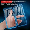 Samsung Galaxy A50 - 360 Magnetic Adsorption Case Metal Frame Tempered Glass Back with Built-in Magnet Cover For Samsung Galaxy A50. 