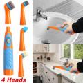 【FUN LIVE】 4In1 Super Sonic Scrubber Cleaning Electric Brush Household All Purpose 4Heads. 