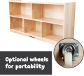 Mr.outlets 5-Compartment Solid Wood Storage Cabinet - Toy Shelf Organizer - Shelves for Classroom - Includes Optional Wheels (to be costomize). 
