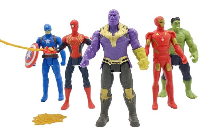 Movable%20Avengers%20Super%20Hero%20Set%20Spiderman,%20Iron%20Man,%20Hulk,%20Thanos,%20Captain%20America%20(5Pcs)%20(11cm)%20-%20Image%202