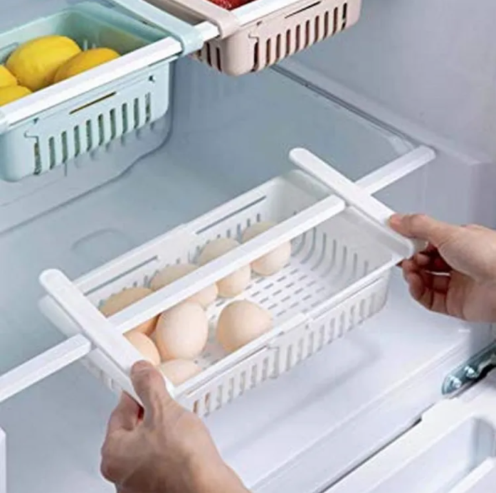 Adjustable Fridge Storage Basket, Fridge Racks Tray Sliding Storage ...