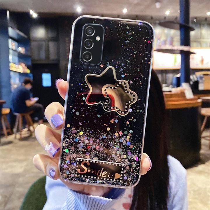 Phone Case For Samsung Galaxy A04S Back Cover Glitter Soft Transparent Butterfly Stars Moon Casing for Samsung A04S Back Cover