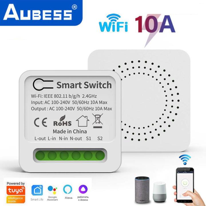10A/16A Tuya Mini Wifi Smart Switch Support 2-way Control Timer Led Light DIY Switch Module Voice Relay For Alexa Google Home