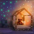 PACK OF 100 3D Glow in The Dark Stars for Ceiling or Wall Stickers - Glowing Wall Decals Stickers Room Decor Kit - Galaxy Glow Star Set and Solar System Decal for Kids Bedroom Decoration. 