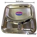 Portion Plate - 3 Portion Restaurant Style Serving Plate - Three Portion Fast Food Serving Plate - Stainless Steel Coated / Polished. 