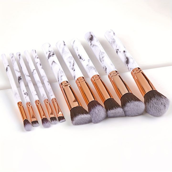 10 Pcs Makeup Brushes Set | Professional Soft Makeup Brush Kit for Face and Eye | Foundation, Blush, Powder, Contour, Concealer, Eyeshadow Brushes | High-Quality, Premium Travel Compact Makeup Brush Set | Affordable Luxury Brushes for Women