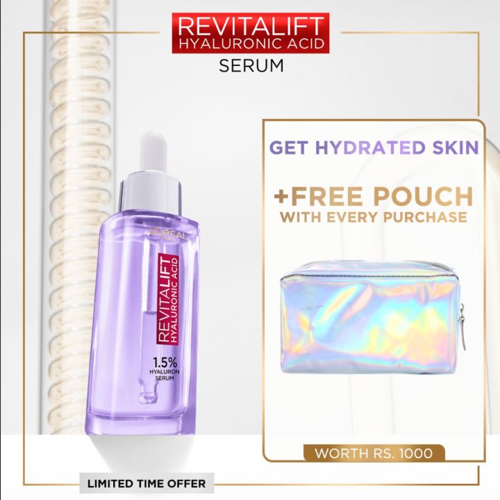 L’Oreal Paris Hyaluronic Acid Serum 30ML+ Free Pouch