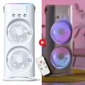 Rotating 4 In 1 Fan Air Cooler with Ice Remote Control with Humidifier & Night Light  Mist Fan Remote Control  RGB Lights  Mist Fan Portable Air Conditioner with Ice Tray  Cooling Fan  Water Spray Fan AC. 