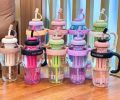 1300ML Large Capacity Detox Water Bottle with Straw for Girls  Leakproof Plastic Sports & Gym Mug  Cute Portable Tumbler for Summer, Travel, Fitness, Kids & Milk Tea. 