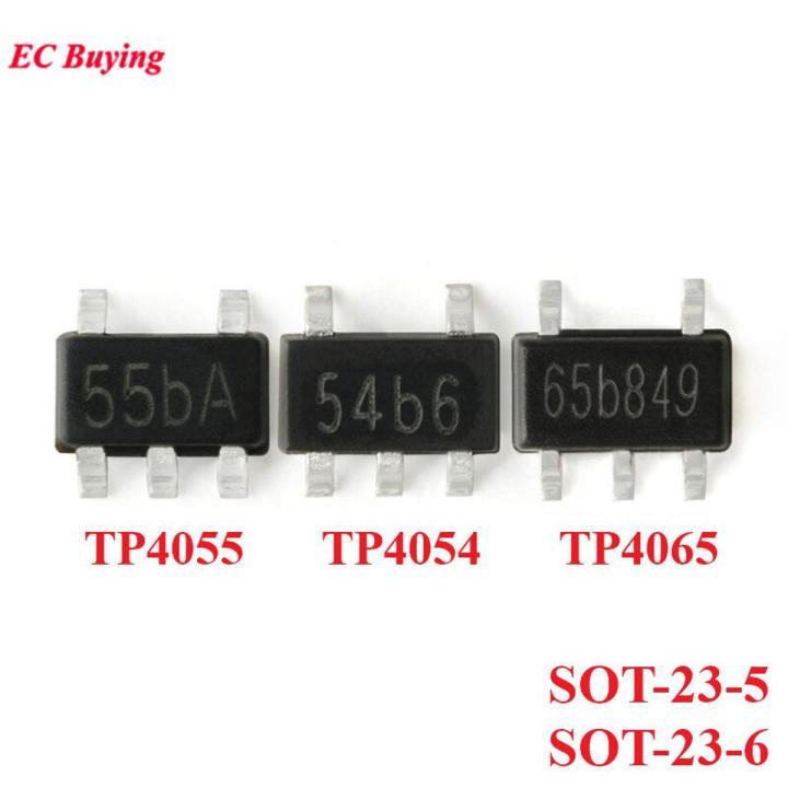 10pcs TP4054 TP4055 TP4065 TP4057 TP4059 SOT-23-5 SOT-23-6 54b 55b 57b 59b 65b Linear Lithium-ion Battery Charger IC Chip