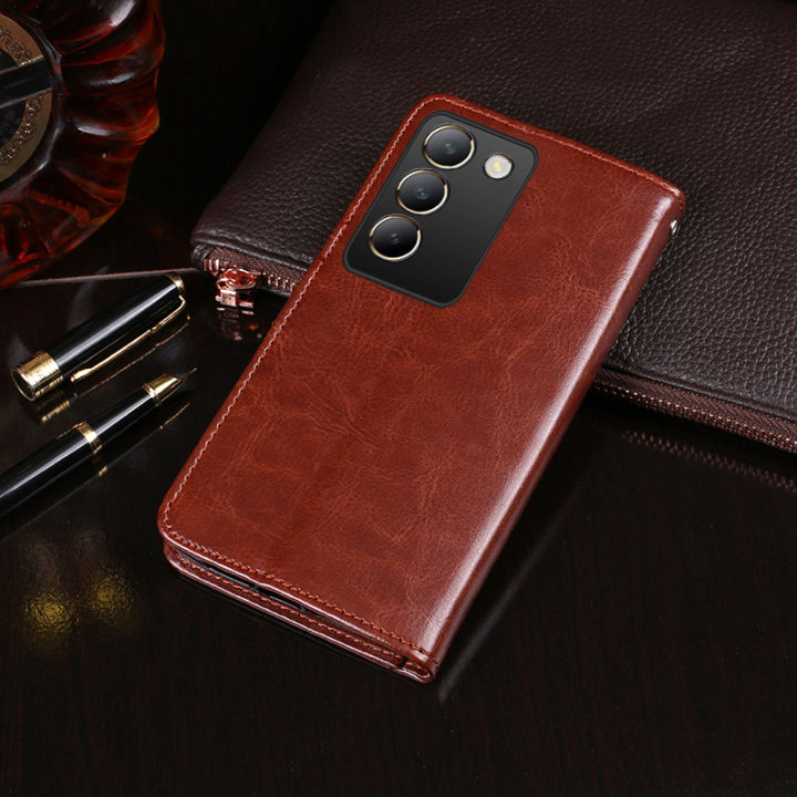 Phone Case Vivo Y100 4G Flip Back Cover Luxury Wallet Card Slot Stand PU Leather Flip Cover For Vivo Y100 4G Cover cases