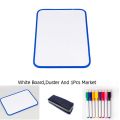 Small White Board Dry Erase Portable Double Sided White Board kids white board children white board Travel Drawing Mini Whiteboard for Students white board Teacher white board School white board with Marker and Eraser. 