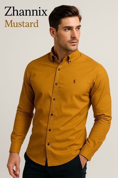 Mustard Color Shamrey Fabric Shirt - Premium Quality, Comfortable & Versatile for Men, Women & Teens