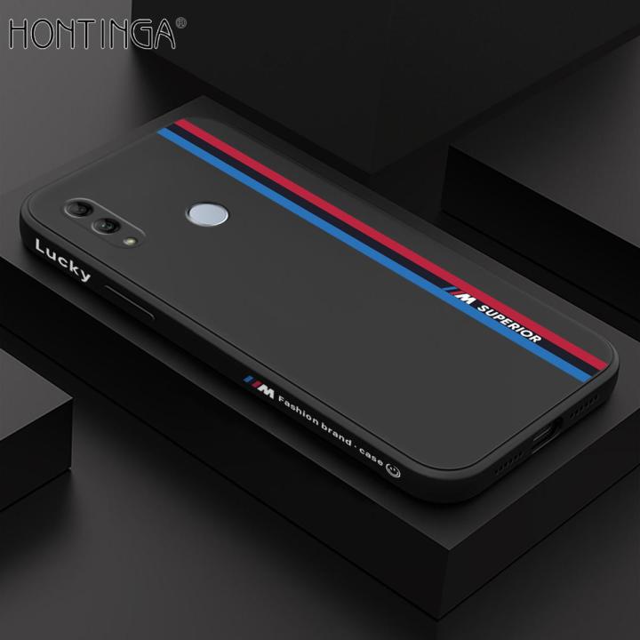 Hontinga for Honor 10 Lite Case Fashion Racing Side Pattern Back Cover Soft Square Edge Liquid Silicone Phone Cases
