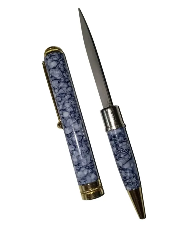 ️ Premium Solid Metal Made Marble Pattern Pockit Pen & Letter Opener ...