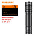 SUPERFIRE S3 Mini LED Flashlights Camping Torch 5 Lighting Modes Aluminum Alloy Zoomable Light Waterproof Use 18650 Batteries. 