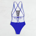 Women Bikini Close-fitting Women Beach Solid Color One-piece Bathing Suit. 