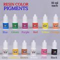 Color Pigments for Art & Crafts for use in Epoxy Resin / Pack of 12 bottles Liquid color paints / For Jewelry and DIY making / Tint Dye pigments / UV Resin colorants / liquid colors. 
