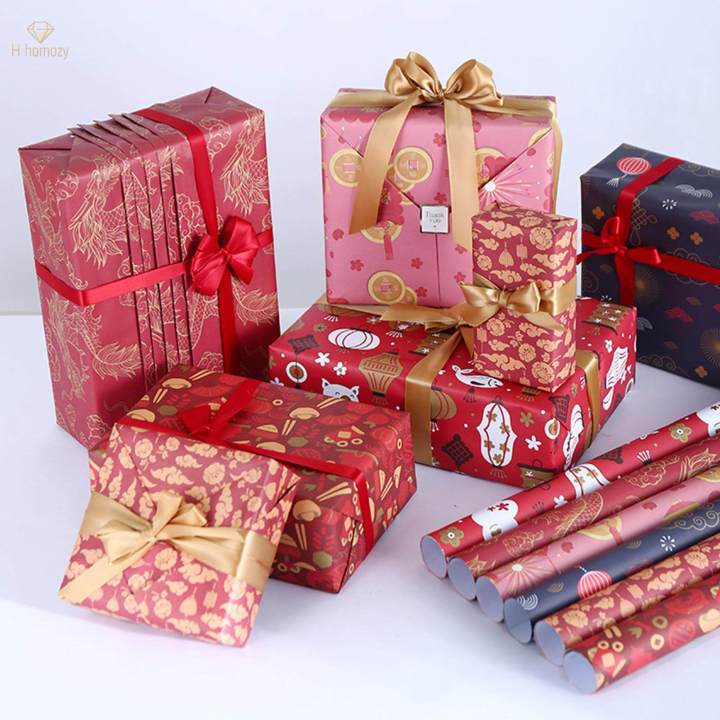 6x Chinese New Year Wrapping Paper Holiday 2024 Dragon Gift Wrapping Paper