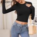 ECHIDNA Lady Summer T-shirt Backless O Neck Spring Summer Crop Top. 