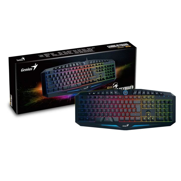 Genius SCORPION K9 Gamer keyboard - Original Genius k9 keyboard RGB Gaming Keyboard - 7 Colour Wired Keyboard - USB Wired Pack For PC & Laptop - Gamer Keyboard Gx Scorpion K9 Backlit Usb