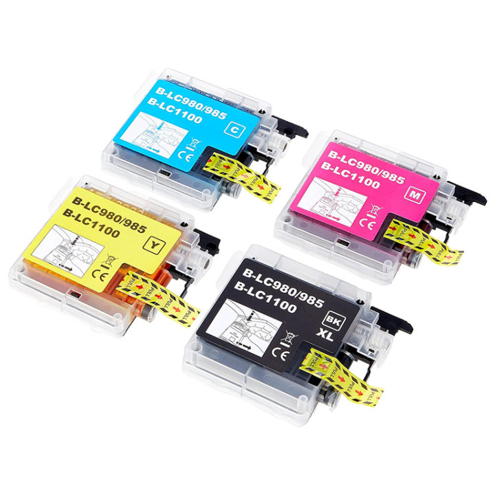 1 Go Inks Set of 4 Cartridges to replace Brother LC980 & LC1100 Compatible/non-OEM for Brother DCP & MFC Printers (4 Inks), Black, Cyan, Magenta, Yellow (Packing May Vary)