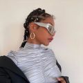 Fashion Wrap Around Cyber Y2K Sunglasses Women Silver Oval Shades Sports Cycling Sun Glasses Aesthetic Eyewear for Men Outdoor. 