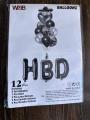 12 Pcs "HBD" With 3 Foil Alphabets | 1 Pcs Heart Shape Balloon | 3 Pcs Latex Balloons | 3 Confetti Balloons | 2 Pcs Metallic Balloons | Elegant Design "HBD" Foil Balloons With 12 Pcs | Beautiful "HBD" Foil For Your Event. 