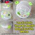 Large Size  Plastic Storage Box with Airtight Locking Clips - Beautiful Design, Freezer Safe, BPA Free. 