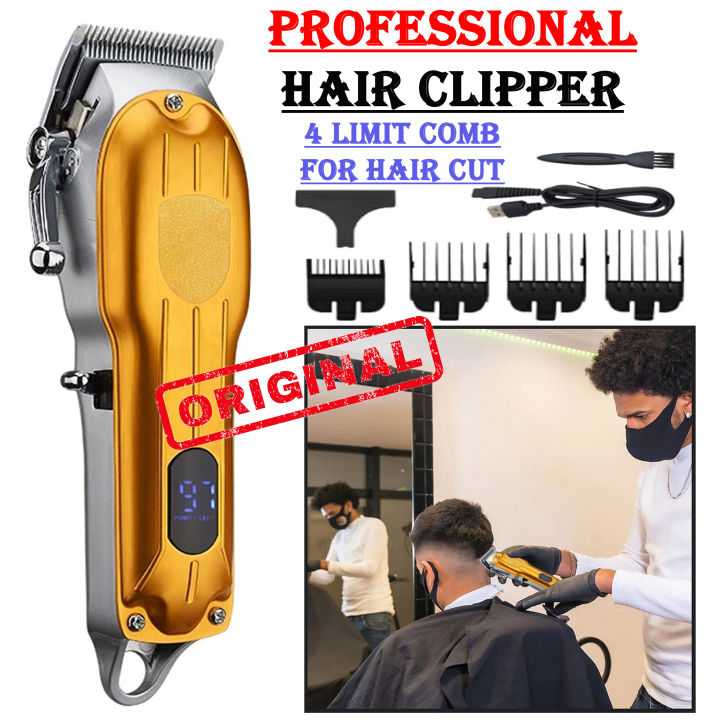 Genuine Professional Barber Hair Clipper / Rechargeable Hair Trimmer For Men LED Display / Electric Hair Cutting Machine / Cord & Cordless Trimming Shaving Machine / Men’s Body Hair Removal Cutting Machine / Original High Quality Trimmers