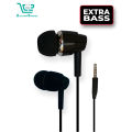 Maaz High Quality Mobile Handsfree, In-ear, Tangle Free, Black color, 1.2mm length, Aux Connector. 