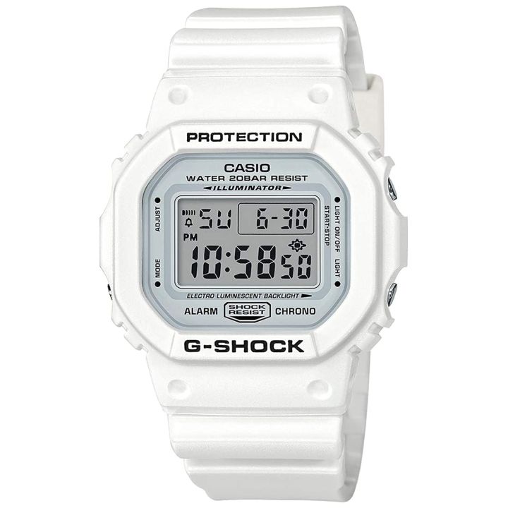 Casio G Shock Special Color White Square Digital, Stop watch, Multi-Function White Resin Band Watch-DW-5600MW-7DR