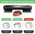 BIBURY Upgraded Automatic Food Sealer with Led Indicator Light, Compact Food Vacuum Sealing Machine for Food Storage and Preservation with 10pcs Vacuum Sealer Bags. 