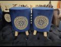 Wooden ottoman puffy chair pack of 2. 