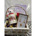 Gift for Mother | Gift for Mom | Gift for Maa | gift basket for mother ( locket set + printed coffee/tea mug + teddy bear + greeting card + rose flower + basket and wrapping ). 
