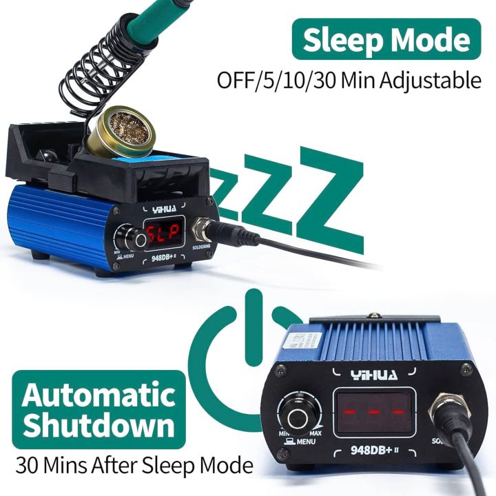 YIHUA%20948DB+%20II%20Soldering%20Iron%20Station%20Kit%20compatible%20for%20T12%20solder%20iron%20tip%20with%202%20tips%20with%20%C2%B0F-%C2%B0C%20Conversion,%20Sleep%20Mode,%20Auto%20Shutdown,%20Preset%20Channels,%20Calibration%20Functions%20-%20Image%204