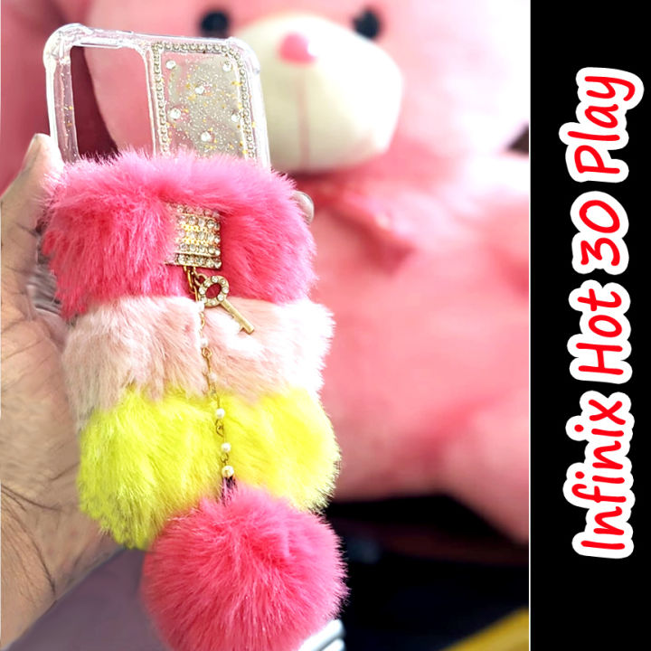 Infinix Hot 30 Play Back Cover Case - Ladies Fancy Phone Cover for Girls - Light Multicolor