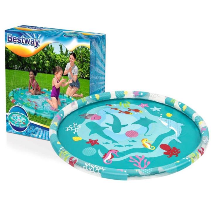 BESTWAY  52487 - Tummy Time Pororo Water Play Mat, Inflatable Water Mat for Baby Infant and Toddler Babies Love Pororo Shape Splashin Kids Pad with Aquarium Fish Tank 65