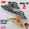 Deal of 2 Stylish Metal Gold-Plated Rust Free Multi-color Hair Catchers- Hair Accessories For Girls and Women. 
