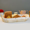 Bread Serving Baskets- Gold Plated Bread Trays with Inner-Large. 