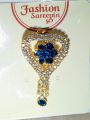 Royal Multicolor Kundan Saree Pin Brooch – Elegant Ethnic Zircon Hijab Pin Fashion Jewelry. 