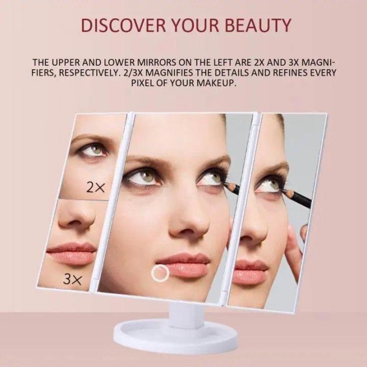 Touch Sensor Foldable Led Mirror/ Portable Vanity Lamp Folding Cosmetic Mirrors Lighted Touch Screen Makeup Mirror With LED Lamp Usb Rechargeable Foldable Design