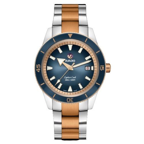 NEW RADO CAPTAIN COOK AUTOMATIC BLUE DIAL WITH TWO TONNED BRACELET MEN'S WATCH - 763.6137.3020