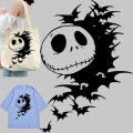 Funny funny doll face bat pattern Heat Transfer PVC Patch On Clothes Applique Decor Stickers Printed Decoration DIY Appliques. 