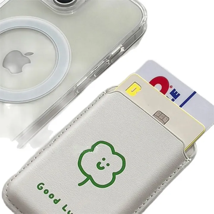 Korean%20Lucky%20Four-leaf%20Clover%20For%20Magsafe%20Wireless%20Charge%20Clear%20Phone%20Case%20For%20iPhone%2015%2014%2012%2013%2011%20Pro%20Max%20Wallet%20Back%20Cover%20-%20Image%205