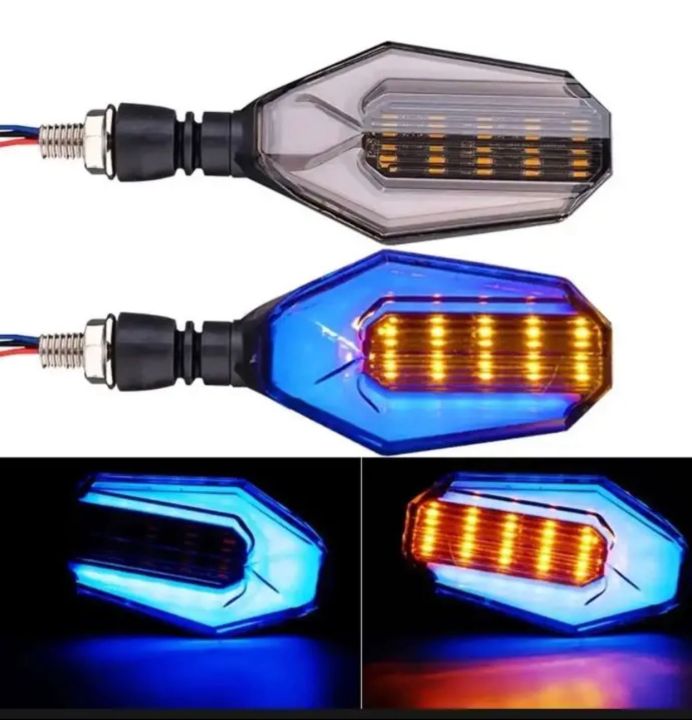 2Pcs Motorbike Universal LED Indicator DRL And Yellow Parking Light