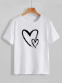 T Shirt for Women Summer collection Heart Printed stylish round neck half sleeves T shirt. 