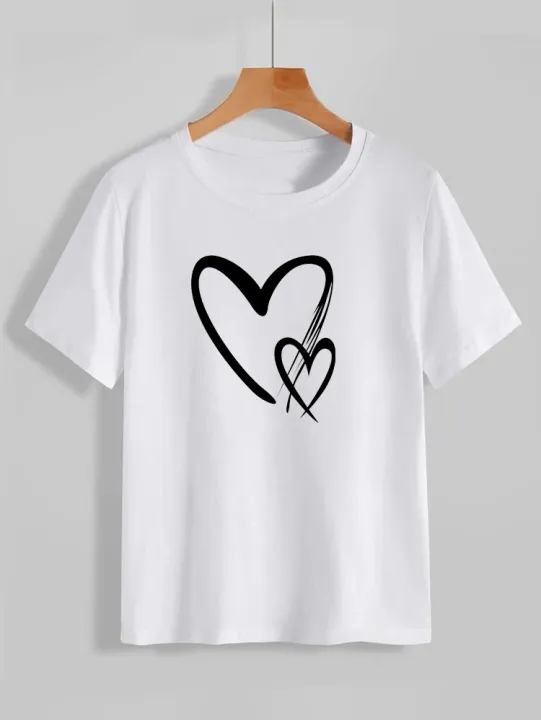 T%20Shirt%20for%20Women%20Summer%20collection%20Heart%20Printed%20stylish%20round%20neck%20half%20sleeves%20T%20shirt%20-%20Image%207