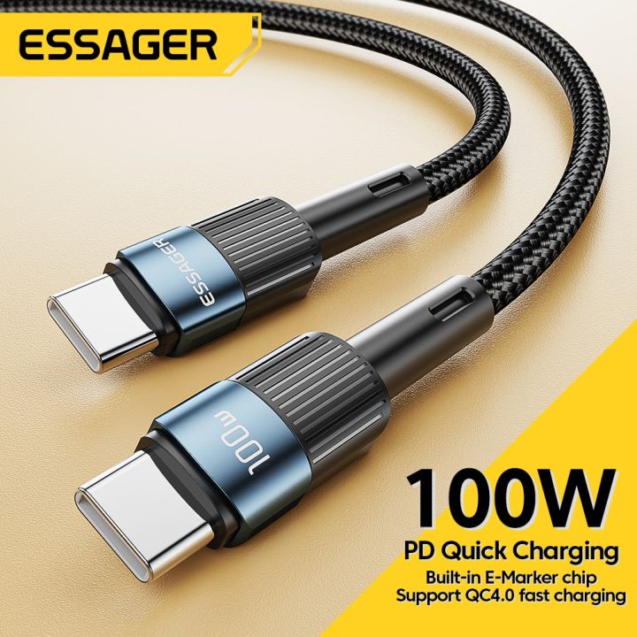 【Maroon Aeeioi】Essager 100W USB C To Type C Cable USB-C PD Fast Charging Wire Cord For Macbook Samsung Xiaomi Type-C USBC Cable 3M Charger